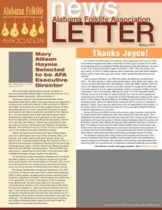 news LETTER Alabama Folklife Association Spring | 2010