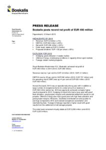 PRESS RELEASE Royal Boskalis Westminster N.V. PO BoxAA Papendrecht The Netherlands