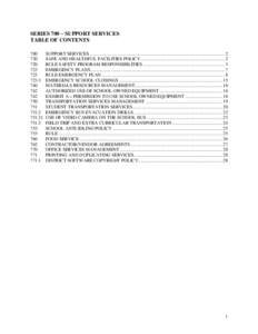 SERIES 700 – SUPPORT SERVICES TABLE OF CONTENTS[removed]