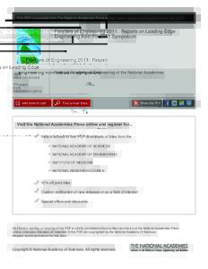 This PDF is available from The National Academies Press at http://www.nap.edu/catalog.php?record_id=Frontiers of Engineering 2011: Reports on Leading-Edge Engineering from the 2011 Symposium  National Academy of E