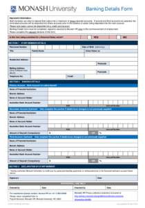 Banking Details Form Important Information: