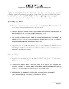 STILTSVILLE INDIVIDUAL AND FAMILY UNIT USAGE GUIDELINES Welcome and thank you for your interest in hosting your event at Stiltsville. The seven Stiltsville homes are located in Biscayne National Park approximately one mi