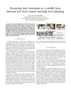 Extracting task constraints as a middle layer between low level control and high level planning Lucia Pais and Aude Billard Learning Algorithms and Systems Laboratory, ´ Ecole