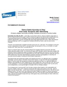Elanco Animal Health 2500 Innovation Way Greenfield, INMedia Contact: Tina Gaines