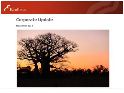 Corporate Update November 2012 Buru Energy – Investment Proposition  Enormous Buru acreage spread in the most exciting onshore Australian basin