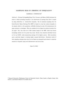 SAMPLING BIAS IN  FIRMING UP INEQUALITY MARSHALL I. STEINBAUM*