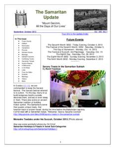 The Samaritan Update “Mount Gerizim, All the Days of Our Lives” September/ October 2013