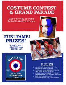 COSTUME CONTEST   & GRAND PARADE MEET AT THE AF TENT  PARADE STARTS AT 4pm.  FUN! FAME!