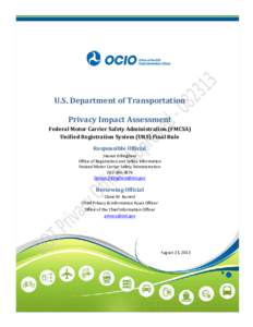 Law / Trucking industry in the United States / Federal Motor Carrier Safety Administration / Road safety / Process agent / BOC-3 / Freight forwarder / Internet privacy / Personally identifiable information / Transport / Privacy / Ethics