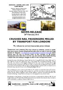 British Rail Class 172 / London Rail / Overground Network / Transport for London / London Borough of Barking and Dagenham / Gospel Oak to Barking Line / British Rail Class 378 / Transport in London / London Overground / Silverlink