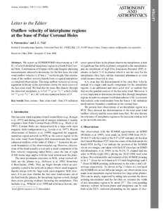 ASTRONOMY AND ASTROPHYSICS Letter to the Editor Outflow velocity of interplume regions