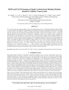 DOPI and PALM Imaging of Single Carbohydrate Binding Modules Bound to Cellulose Nanocrystals D.J. Dagela, Y.-S. Liub, L. Zhonga, Y. Luob, Y. Zengb, M. Himmelb, S.-Y. Dingb,*, and S. Smitha,* a Nanoscience and Nanoenginee