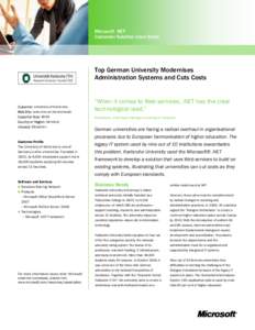 Microsoft .NET Customer Solution Case Study Top German University Modernises Administration Systems and Cuts Costs