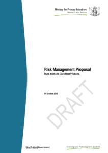 Risk Management Proposal: Duck meat and duck meat products