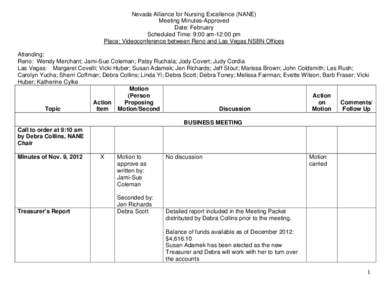 Attending: Debra Scott-NSBN, Machelle Harris, Lifecare Reno, Michael Basinger, CNO Renown Medical Center, Vickie Wright, NHA