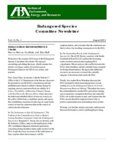 Endangered Species Committee Newsletter - August 2014