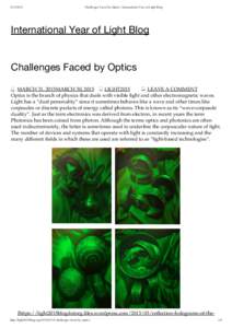 Challenges Faced by Optics | International Year of Light Blog International Year of Light Blog