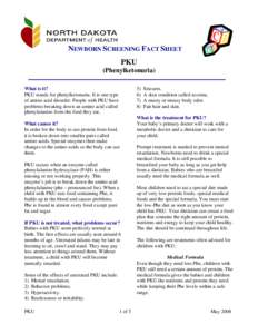 NEWBORN SCREENING FACT SHEET PKU (Phenylketonuria[removed])