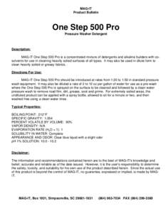 MAG-IT Product Bulletin One Step 500 Pro Pressure Washer Detergent