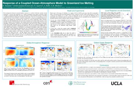 Response of a Coupled Ocean-Atmosphere Model to Greenland Ice Melting D. 1,2 Stammer (),