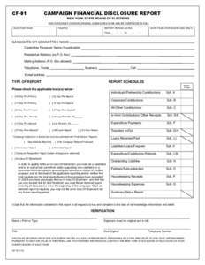 CF-01  CAMPAIGN FINANCIAL DISCLOSURE REPORT NEW YORK STATE BOARD OF ELECTIONS THIS FORM MUST CONTAIN ORIGINAL SIGNATURES IN INK AND BE COMPLETED IN FULL