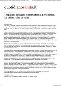 Trapianto di fegato e gastrectomia per obesità. La prima volta in Italia