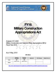 FY16 Military Construction Appropriations Act Analysis H.RMilitary Construction and Veterans Affairs Appropriations Bill for Fiscal Year 2016