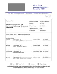 ORAU TEAM Dose Reconstruction Project for NIOSH Oak Ridge Associated Universities I Dade Moeller & Associates I MJW Corporation Page 1 of 47
