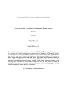 Princeton/Stanford Working Papers in Classics  State revenue and expenditure in the Han and Roman empires Version 1.0  April 2012