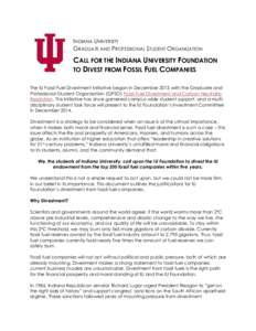 Energy economics / Investment / Association of American Universities / Academia / Disinvestment / Higher education / Fossil fuel / Indiana University Bloomington / Fossil-fuel power station / Indiana University / Indiana / International sanctions