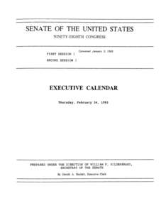 SENATE OF THE UNITED STATES NINETY-EIGHTH CONGRESS Convened January 3, 1983  FIRST SESSION {