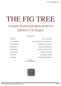 No 2 SEPTEMBERTHE FIG TREE A Douglas Social Credit Quarterly Review Edited by C. H. Douglas Contributions by