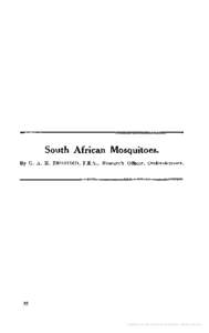 South African Mosquitoes. By G. A. H. BEDFORD, F.E.S., Research Officer, Onderstepoort.