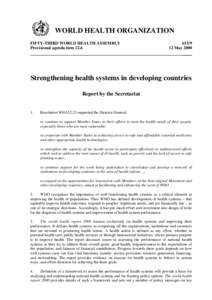 WORLD HEALTH ORGANIZATION FIFTY-THIRD WORLD HEALTH ASSEMBLY Provisional agenda item 12.6 A53/9 12 May 2000