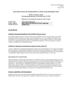 DOCUMENTATION OF ENVIRONMENTAL INDICATOR DETERMINATION - Ortho-Clinical Diagnostics, Raritan, NJ