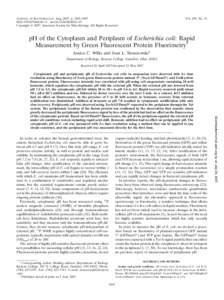 Acid-base chemistry / Microbiology / PH / Secretion / Green fluorescent protein / Buffer solution / Lysogeny broth / Fluorophore / Digestion / Biology / Chemistry / Equilibrium chemistry