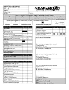 PROGRESS REPORT Grade 1 School: School Year: Teacher: