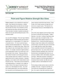 Finance / Economy / Technical analysis / Money / Stock market / Mathematical finance / Financial markets / Foreign exchange market / Point and figure chart / Relative strength / Volatility / Short