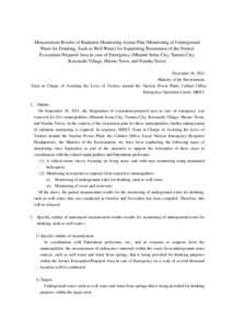 Measurement Results of Radiation Monitoring Action Plan (Monitoring of Underground Water for Drinking, Such as Well Water) for Supporting Restoration of the Former Evacuation-Prepared Area in case of Emergency (Minami So