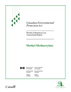 Priority Substances List Assessment Report for Methyl Methacrylate
