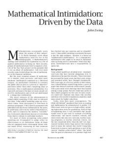 Mathematical Intimidation: Driven by the Data John Ewing M