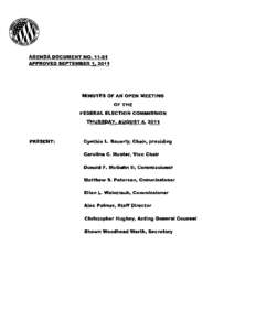 AGENDA DOCUMENT NO. 11·51 APPROVED SEPTEMBER 1, 2011 MINUTES OF AN OPEN MEETING  OF THE