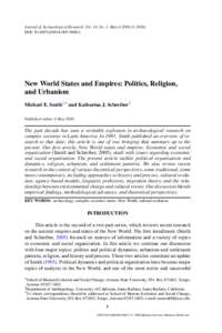 CJournal of Archaeological Research, Vol. 14, No. 1, March 2006 ( DOI: s10814New World States and Empires: Politics, Religion, and Urbanism