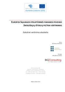 EUROPOS SĄJUNGOS STRUKTŪRINĖS PARAMOS POVEIKIO ŽMOGIŠKŲJŲ IŠTEKLIŲ PLĖTRAI VERTINIMAS Galutinė vertinimo ataskaita  Skirta: