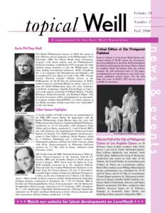 topical Weill  Volume 24 Number 2 Fall 2006