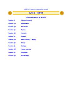 Library of Congress Classification Outline: Class Q - Science