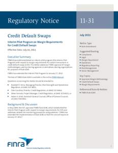 Regulatory Notice	[removed]Credit Default Swaps