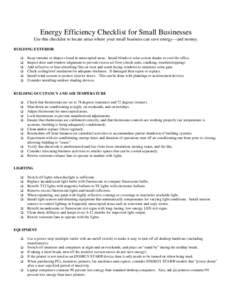 Microsoft Word - Energy Efficiency Checklist for small business.doc