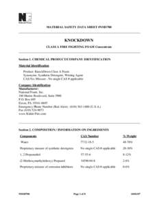 Knockdown Class A Foam Material Safety Data Sheet