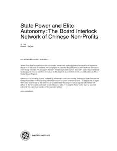 State Power and Elite Autonomy: The Board Interlock Network of Chinese Non-Profits Ji Ma Simon DeDeo
